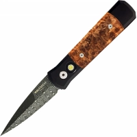 Автоматический складной нож Pro-Tech Custom Godson Maple Burl, дамасская сталь, рукоять алюминий купить в 